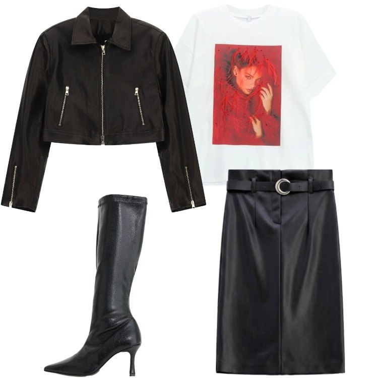 Outfit donna - We Are Back. Stile Trendy per Serata fuori. Abbinamento con gonne longuette, stivali, t-shirt, giacche.