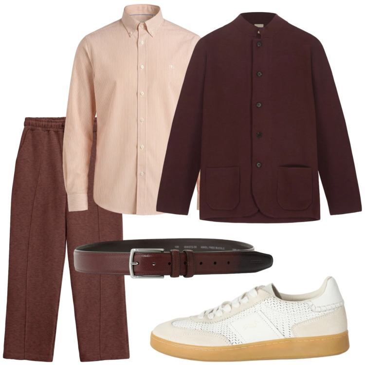 Outfit uomo - Armonia. Stile Trendy per Tutti i giorni. Abbinamento con camicie, sneakers, cinture, pantaloni, giacche.