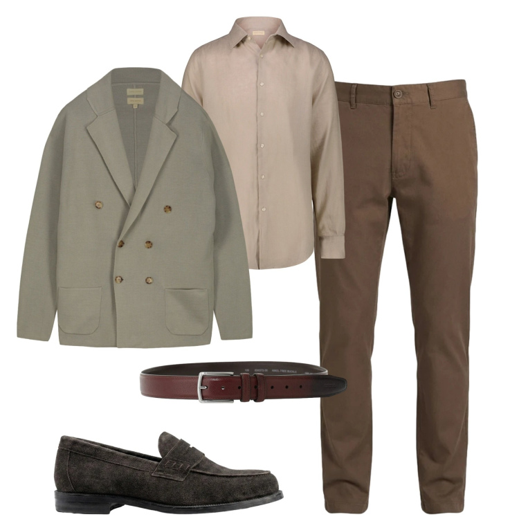 Outfit uomo - Layering autunnale. Stile Urban per Tutti i giorni. Abbinamento con pantaloni, cinture, camicie, cardigans, scarpe stringate.