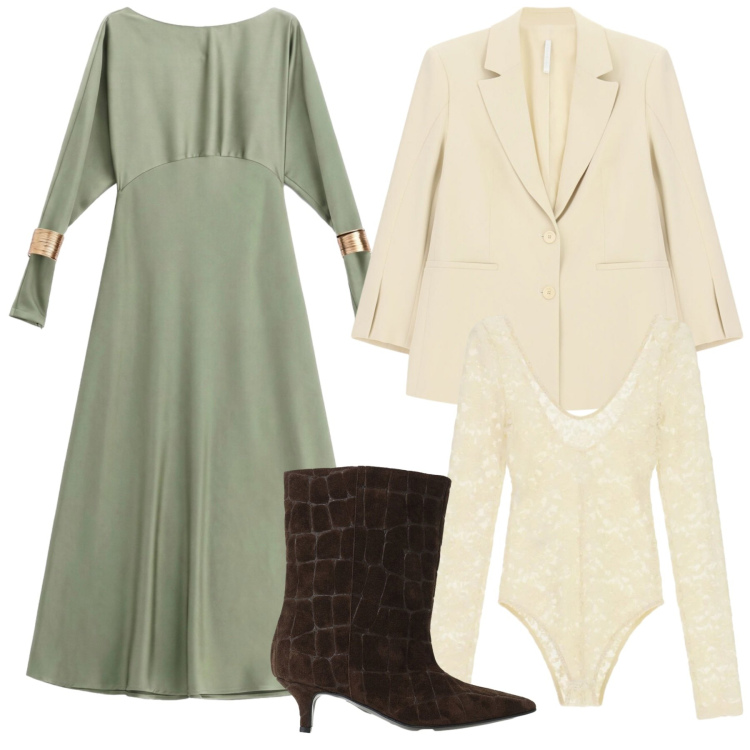 Outfit donna - We are back. Stile Urban per Ufficio. Abbinamento con blazer, stivali, body, vestiti lunghi.