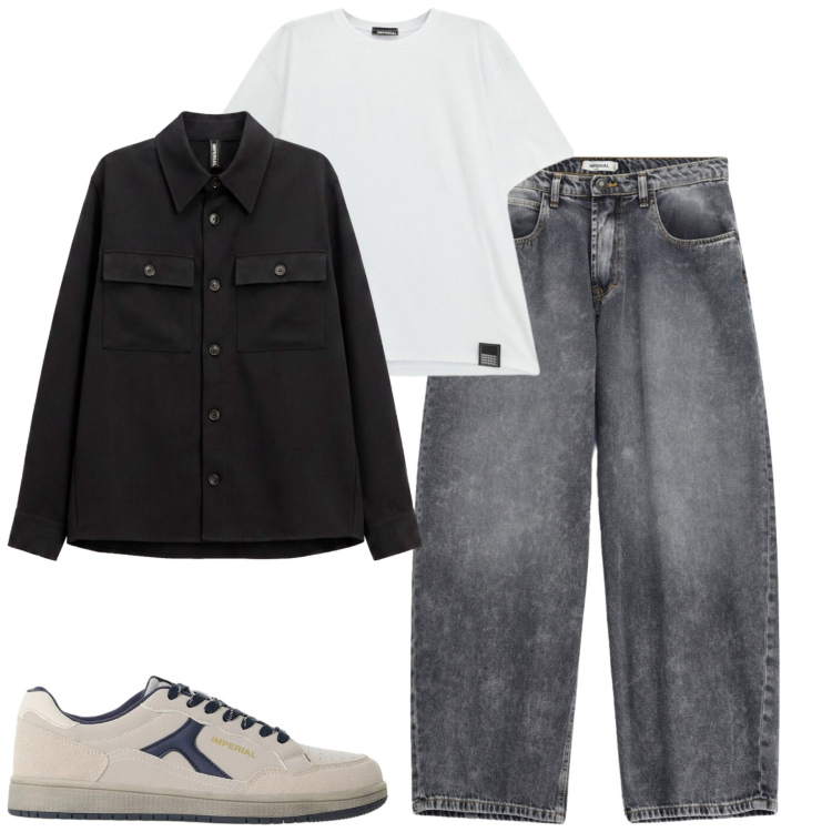 Outfit uomo - Fall. Stile Casual per Tutti i giorni. Abbinamento con jeans, t-shirt, sneakers, cappotti.