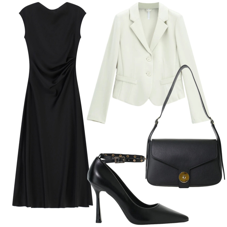 Outfit donna - We are back. Stile Basic per Ufficio. Abbinamento con blazer, décolleté, borse a spalla, vestiti midi/longuette.