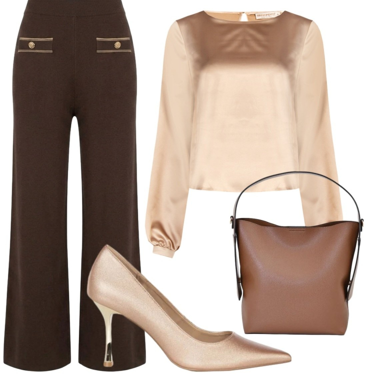Outfit donna - Pantaloni Nunalie. Stile Chic per Ufficio. Abbinamento con décolleté, borse a mano, bluse, pantaloni.