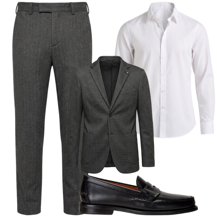 Outfit uomo - Capo azienza. Stile Business/Elegante per Ufficio. Abbinamento con camicie, pantaloni, giacche, scarpe stringate.