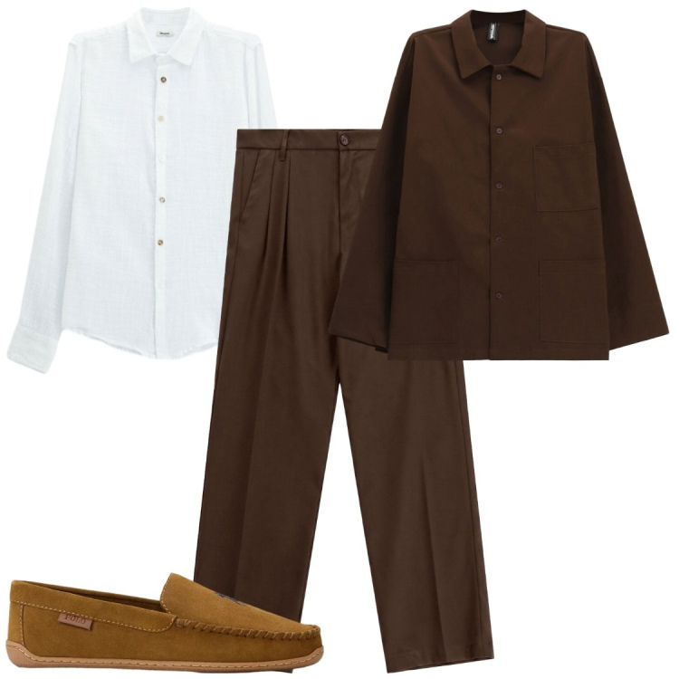 Outfit uomo - Il cioccolato per uomo. Stile Business/Elegante per Ufficio. Abbinamento con pantaloni, cappotti, camicie, scarpe stringate.