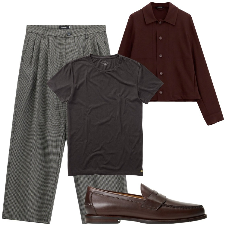 Outfit uomo - Imperial man. Stile Trendy per Ufficio. Abbinamento con pantaloni, camicie, t-shirt, scarpe stringate.