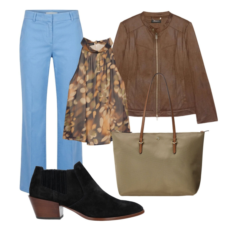 Outfit donna - Si rientra a lavoro. Stile Casual chic per Tutti i giorni. Abbinamento con stivaletti, pantaloni, bluse, blazer, borse tote.