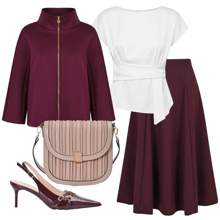Outfit donna - Elegantissima. Stile Bon Ton per Cerimonia. Abbinamento con gonne lunghe, bluse, cappotti, borse a tracolla, décolleté.