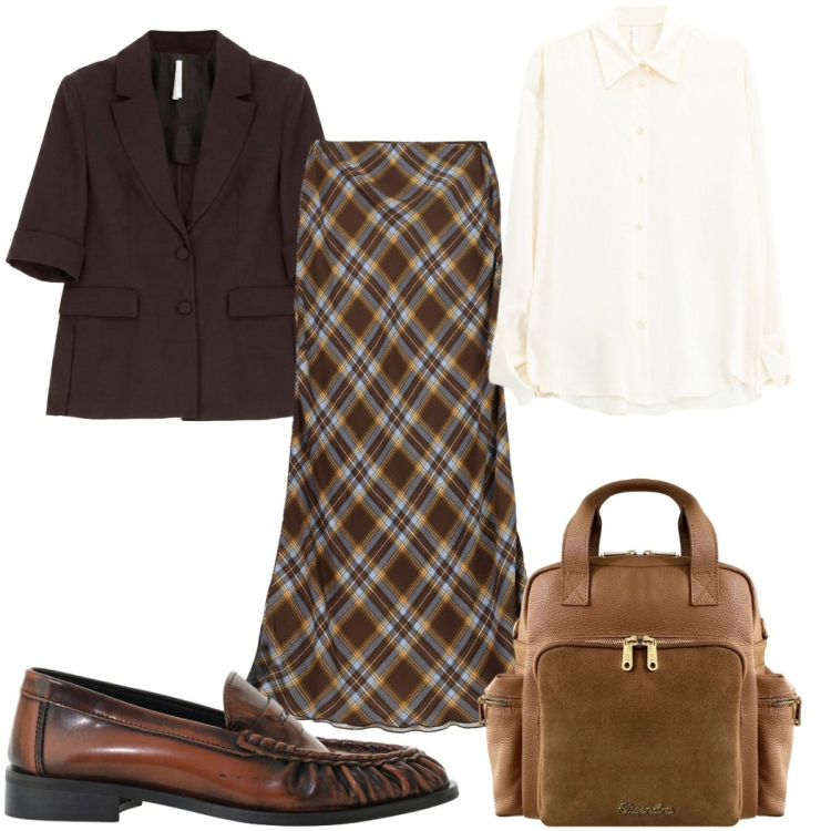 Outfit donna - ICONIC BUSINESS WOMAN: la gonna. Stile Preppy per Ufficio. Abbinamento con camicie, mocassini, blazer, gonne lunghe, zaini.