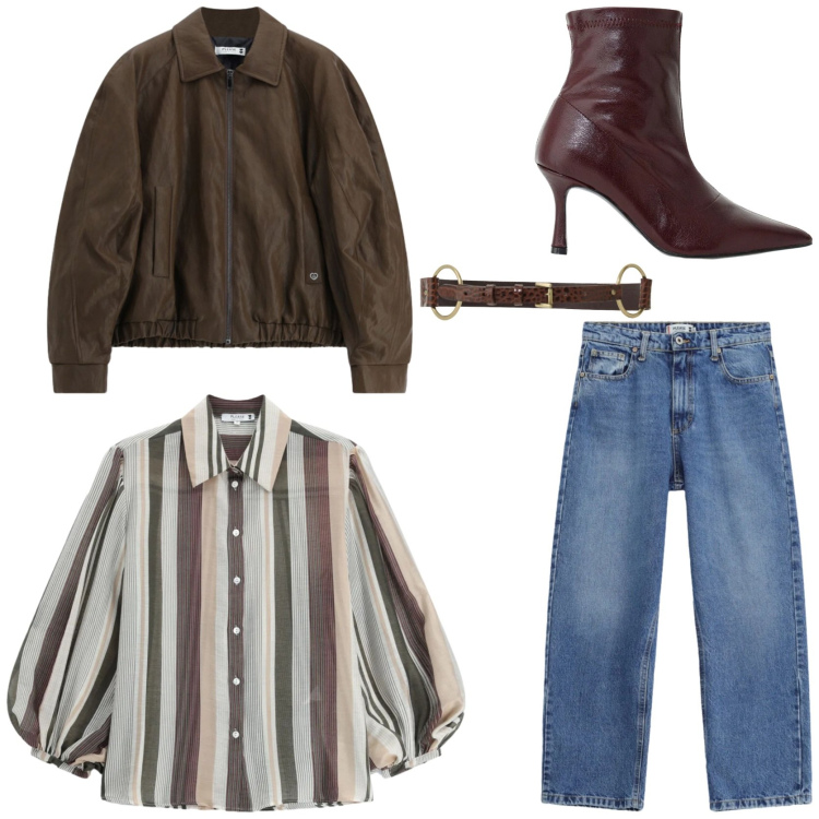 Outfit donna - Urban chic. Stile Urban per Tutti i giorni. Abbinamento con stivaletti, camicie, jeans dritti, giacche, cinture.
