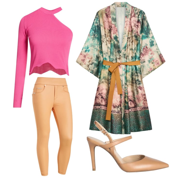 Outfit donna - Total look #2475527. per Tutti i giorni. Abbinamento con top, décolleté, jeggings, kimono.