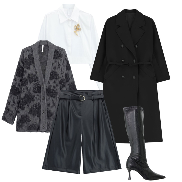 Outfit donna - Layering Imperial FW26. Stile Casual chic per Tutti i giorni. Abbinamento con cardigans, bermuda, stivali, cappotti, camicie.