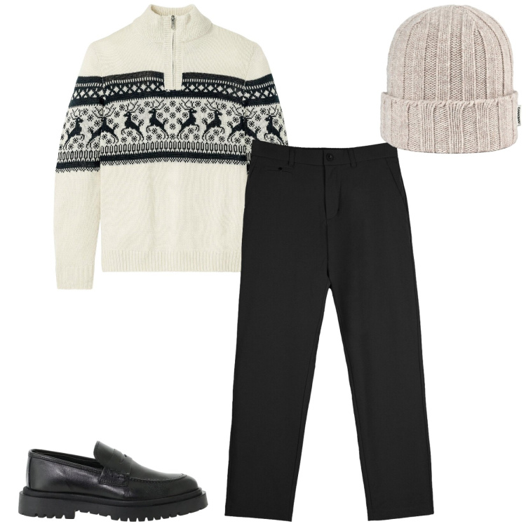Outfit uomo - Total look #2475638. Stile Casual per Tutti i giorni. Abbinamento con scarpe stringate, pantaloni chino, cappelli, maglieria.