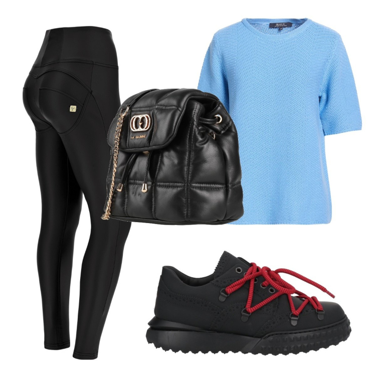 Outfit donna - Settembre. Stile Casual per Ufficio. Abbinamento con pullovers, valigie, scarpe stringate, pantaloni skinny.