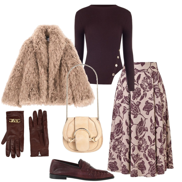 Outfit donna - Freddo in arrivo. Stile Bon Ton per Tutti i giorni. Abbinamento con marsupi, guanti, blazer, mocassini, gonne longuette, t-shirt.