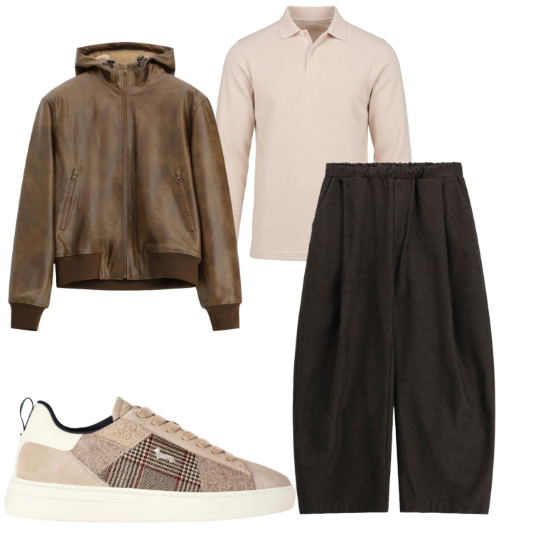 Outfit uomo - 4 pezzi versatile. Stile Casual per Tutti i giorni. Abbinamento con sneakers, polo, pantaloni, bomber.