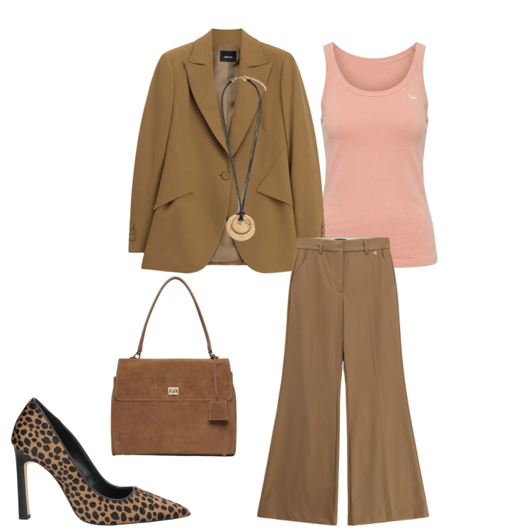 Outfit donna - Total look #2475720. Abbinamento con décolleté, canottiere, pantaloni, blazer, ciondoli, borse a mano.