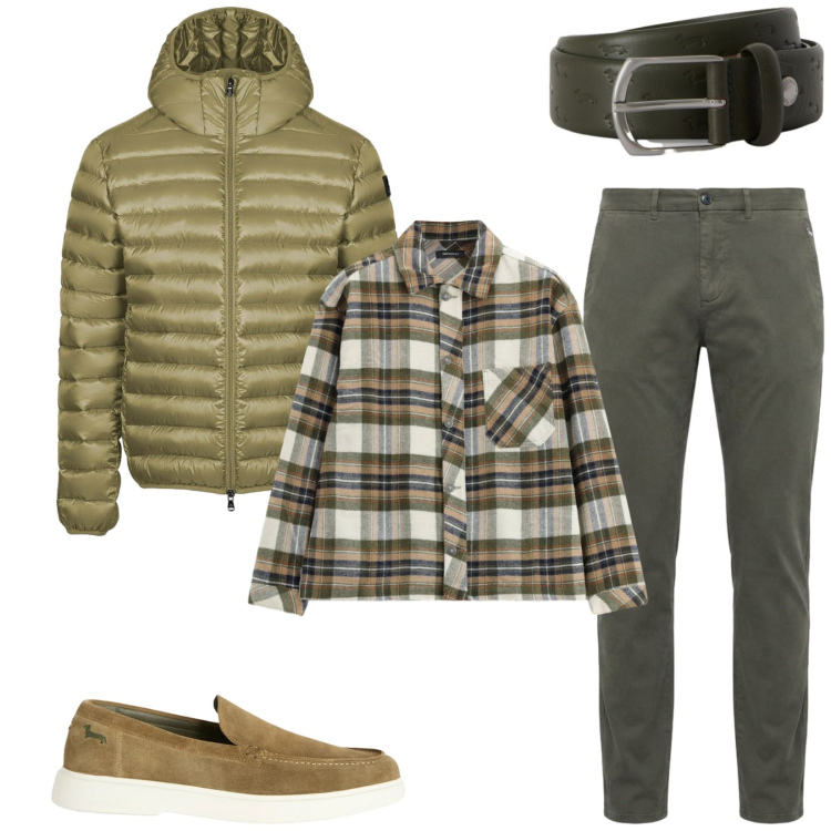 Outfit uomo - Total look #2475733. Stile Trendy per Tutti i giorni. Abbinamento con pantaloni, cinture, scarpe stringate, camicie, bomber.