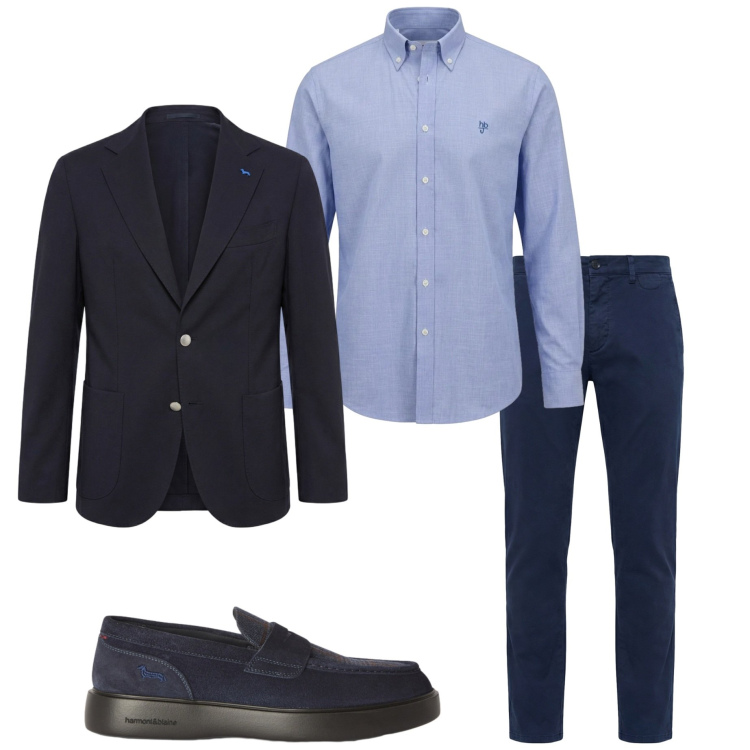 Outfit uomo - Lunedì...riunione. Stile Business/Elegante per Ufficio. Abbinamento con scarpe stringate, camicie, pantaloni chino, giacche.