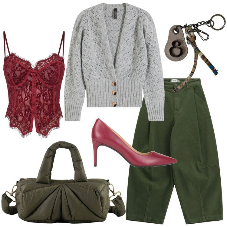 Outfit donna - Il bustino sensuale. Stile Sexy per Serata fuori. Abbinamento con décolleté, cardigans, pantaloni, top, borse a mano, portachiavi.