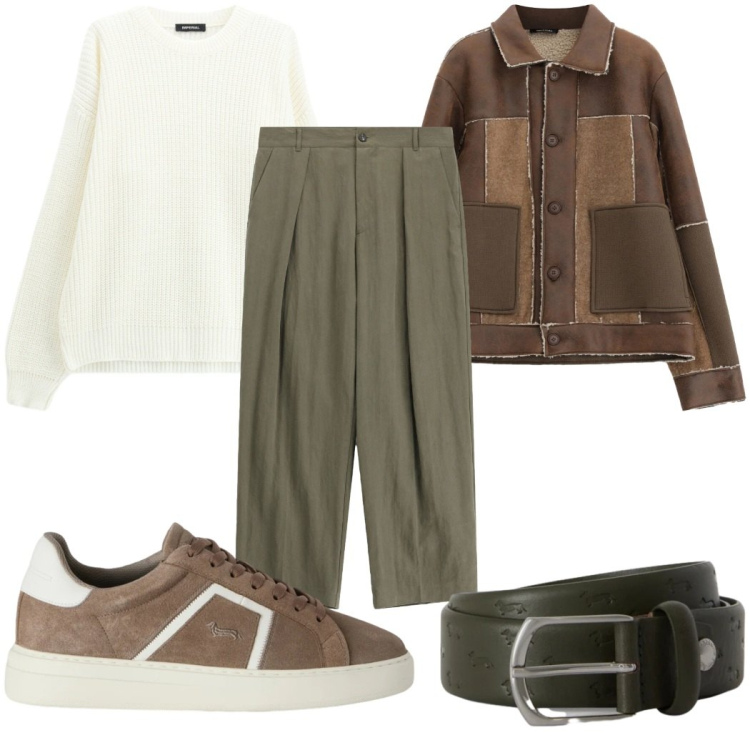 Outfit uomo - Total look #2475789. Stile Casual per Tutti i giorni. Abbinamento con sneakers, cinture, pantaloni, maglieria, cappotti.