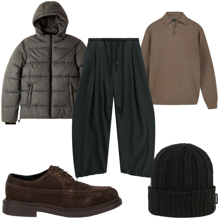 Outfit uomo - Total look #2475791. Stile Casual per Tutti i giorni. Abbinamento con pantaloni, scarpe stringate, maglieria, berretti, bomber.