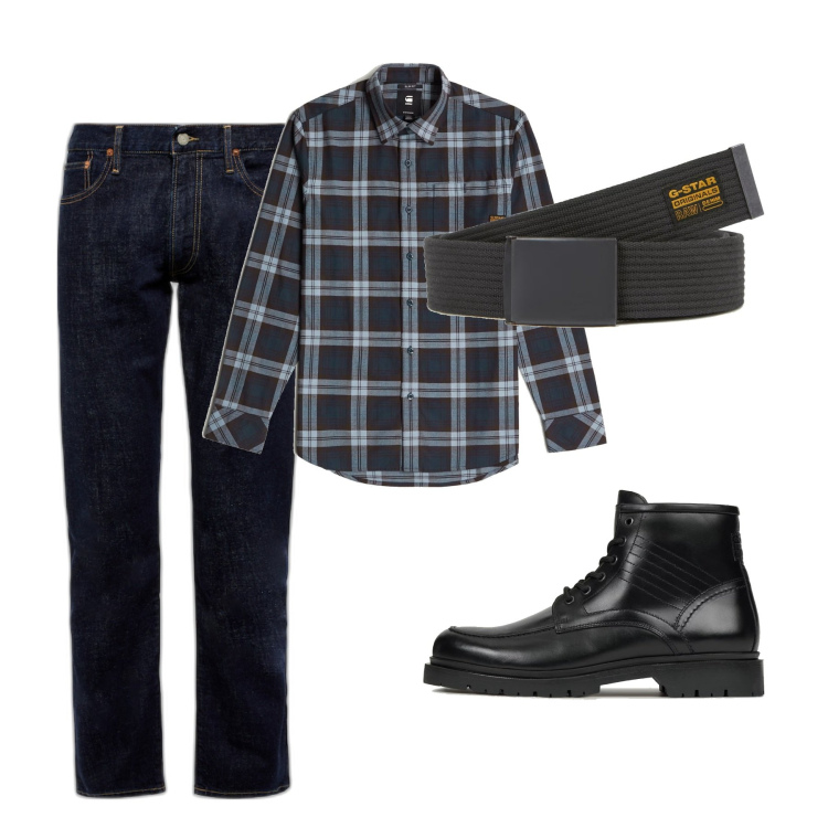 Outfit homme - La chemise à carreaux. Style Urban pour Bureau. Assortir avec chemisiers, bottes et bottines, ceintures, jeans.