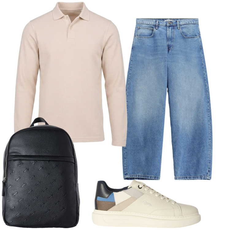 Outfit uomo - Bello Doc. Stile Casual per Tutti i giorni. Abbinamento con sneakers, borse sportive, polo, jeans.