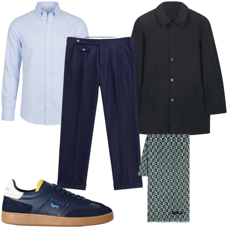Outfit uomo - Total look #2475825. Stile Casual per Tutti i giorni. Abbinamento con sneakers, camicie, sciarpe, pantaloni, giacche.