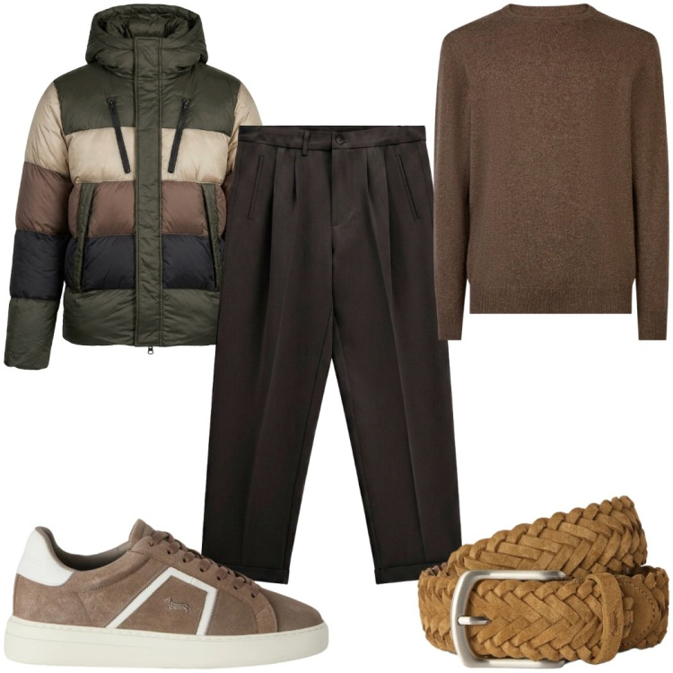 Outfit uomo - Total look #2475826. Stile Casual per Tutti i giorni. Abbinamento con cinture, sneakers, pantaloni, maglieria, piumini.