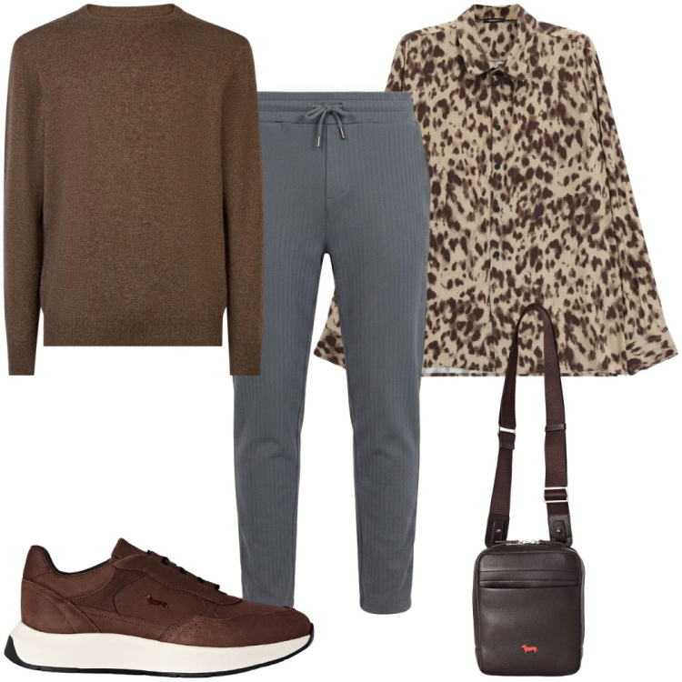 Outfit uomo - Total look #2475839. Stile Trendy per Tutti i giorni. Abbinamento con sneakers, pantaloni, borse sportive, camicie, maglieria.