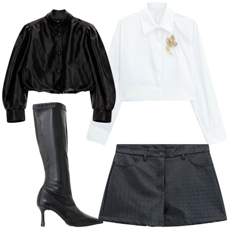Outfit donna - Fall chic outfit. Stile Trendy per Tutti i giorni. Abbinamento con camicie, stivali, giacche, shorts.