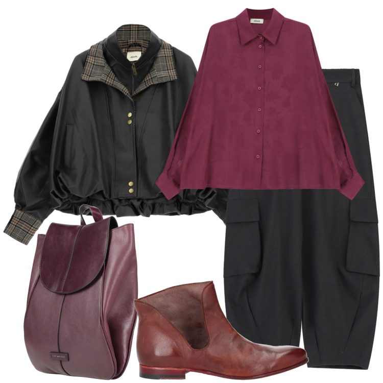 Outfit donna - Total look #2475898. Stile Vintage retrò per Ufficio. Abbinamento con stivaletti, zaini, giacche, camicie, pantaloni cargo.
