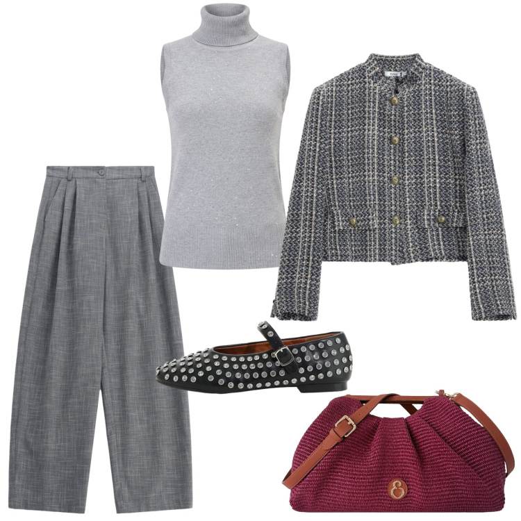 Outfit donna - La giacchina bon ton. Stile Bon Ton per Ufficio. Abbinamento con pantaloni a palazzo, cappotti, ballerine, camicie a manica corta, clutch.