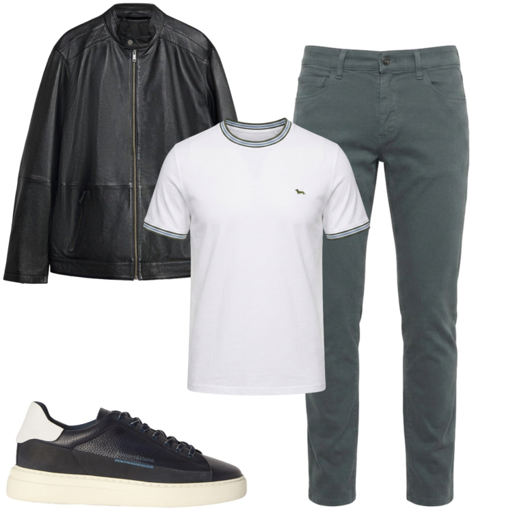 Outfit uomo - City. Stile Casual per Tutti i giorni. Abbinamento con sneakers, jeans slim fit, t-shirt, giacche.