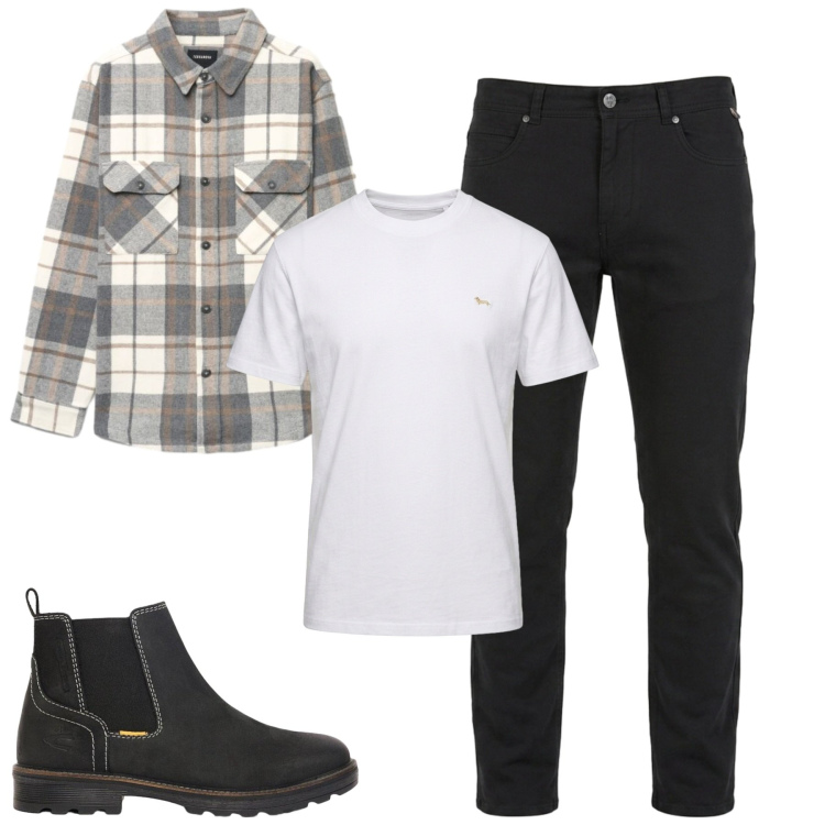 Outfit uomo - City. Stile Casual per Tutti i giorni. Abbinamento con pantaloni, t-shirt, camicie, stivali e stivaletti.