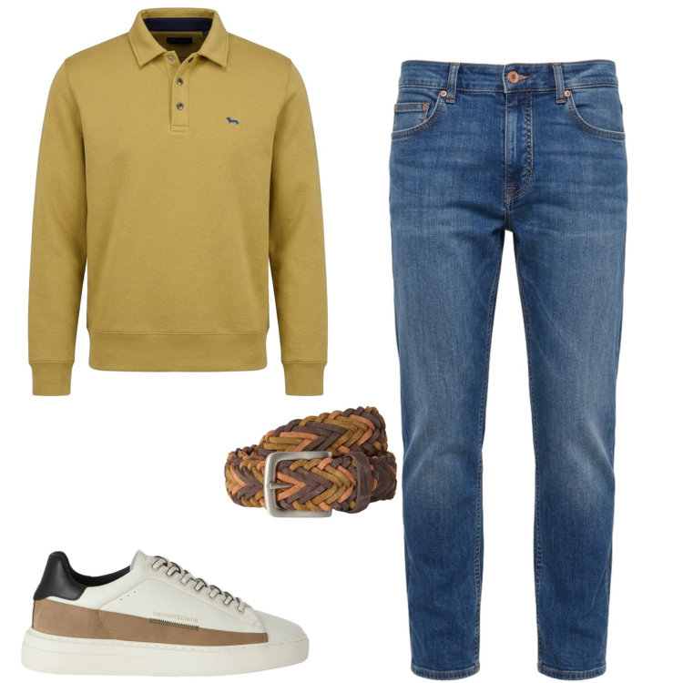Outfit uomo - City. Stile Casual per Tutti i giorni. Abbinamento con sneakers, felpe, jeans, cinture.