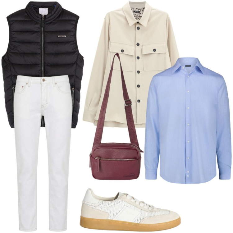 Outfit uomo - Total look #2476078. Stile Casual per Tutti i giorni. Abbinamento con borse sportive, jeans, sneakers, cappotti, camicie, piumini.