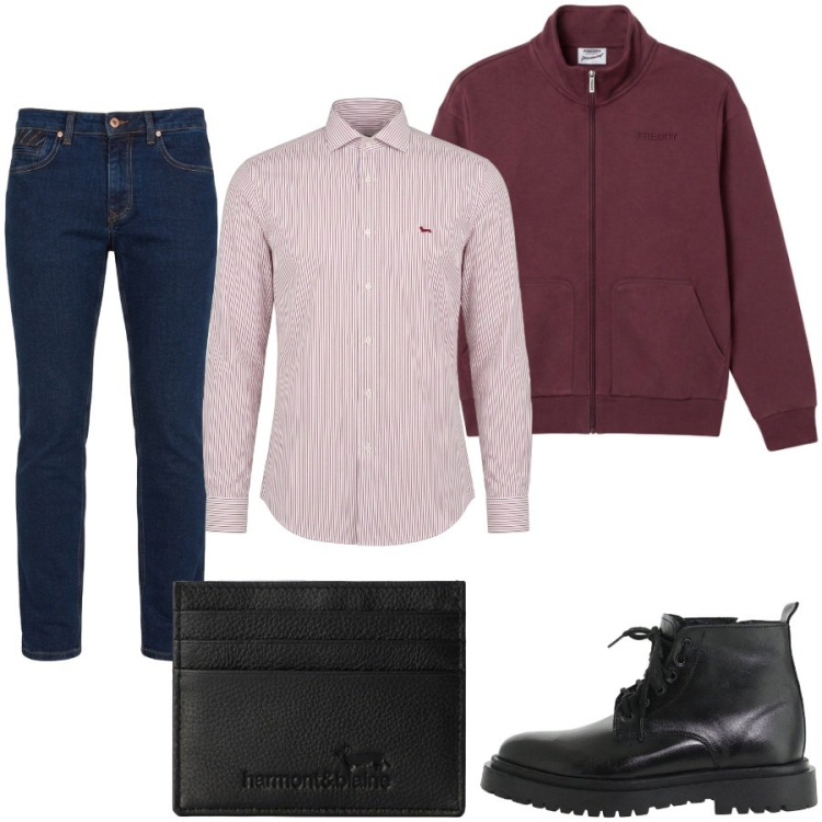 Outfit uomo - Total look #2476082. Stile Casual per Tutti i giorni. Abbinamento con jeans, camicie, portafogli, anfibi, felpe.