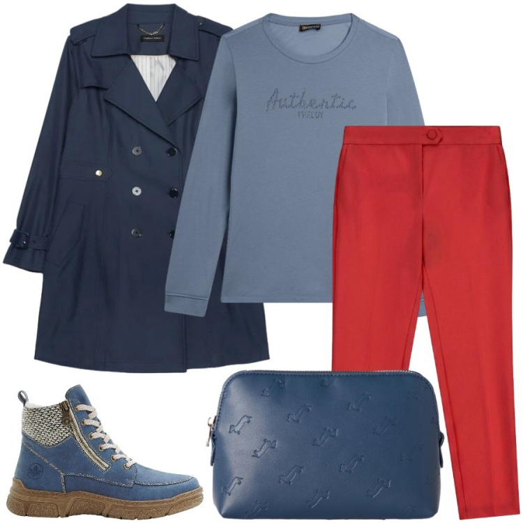Outfit donna - Total look #2476097. Stile Casual chic per Tutti i giorni. Abbinamento con stivaletti, pochette, felpe, pantaloni, trench.