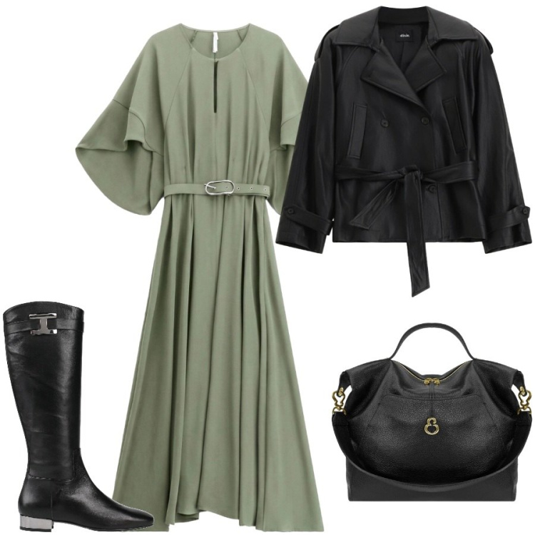 Outfit donna - Total look #2476104. Stile Glamour per Tutti i giorni. Abbinamento con stivali, vestiti lunghi, trench, borse a spalla.