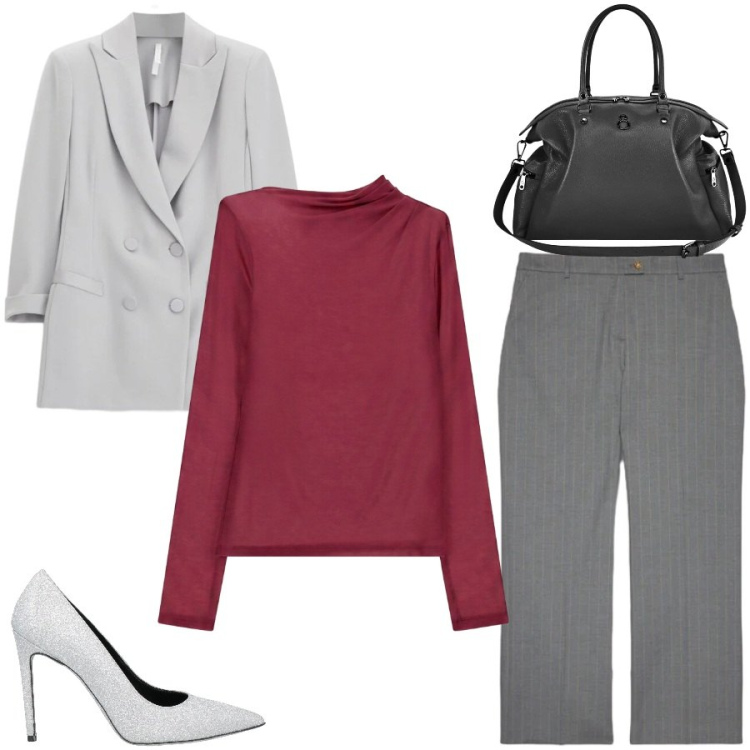 Outfit donna - Total look #2476106. Stile Casual chic per Tutti i giorni. Abbinamento con décolleté, t-shirt, blazer, pantaloni, shopping bag.