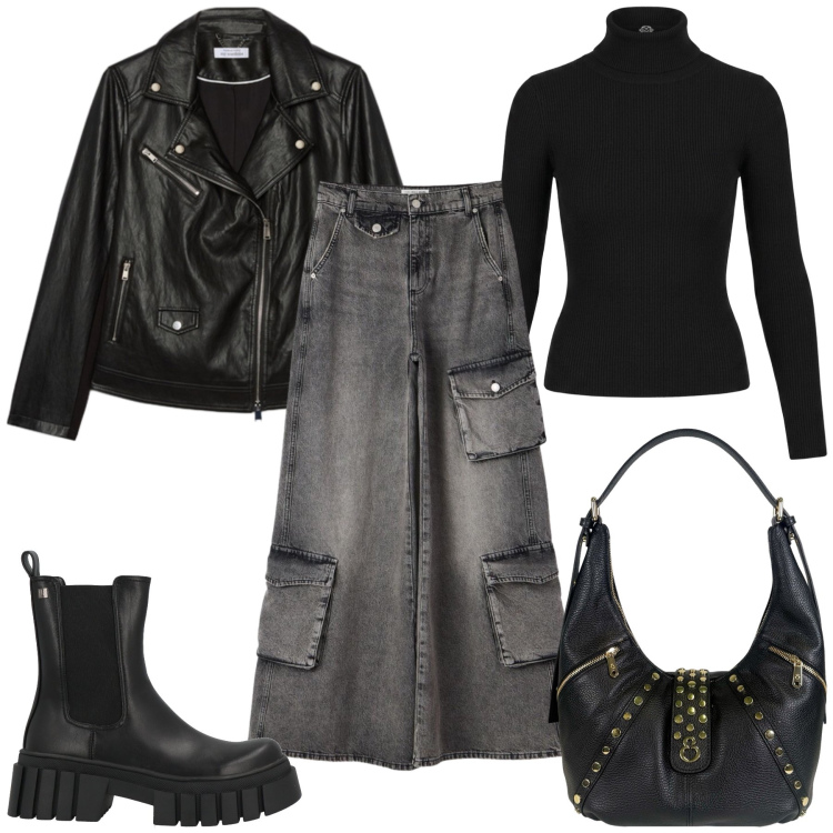 Outfit donna - Total look #2476117. Stile Casual chic per Tutti i giorni. Abbinamento con stivaletti, jeans, pullovers, giacche, borse a spalla.