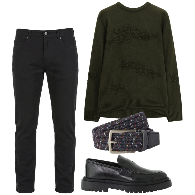 Outfit uomo - Total look #2476138. Stile Urban per Serata speciale. Abbinamento con pantaloni, cinture, scarpe stringate, maglieria.