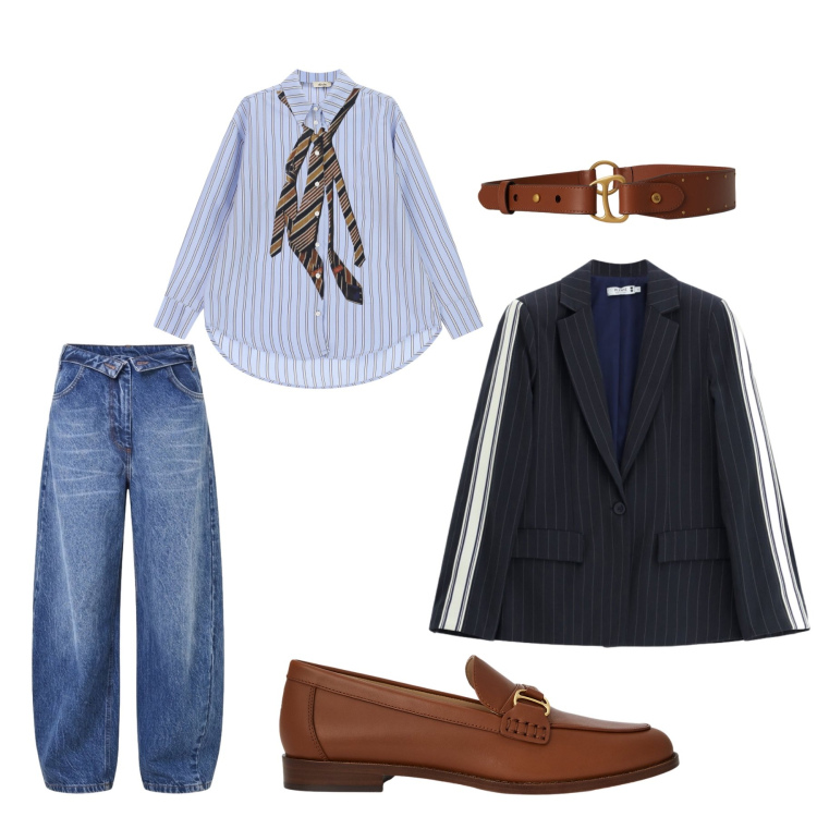 Outfit donna - Everyday denim. Stile Casual chic per Tutti i giorni. Abbinamento con camicie, jeans mom, blazer, mocassini, cinture.