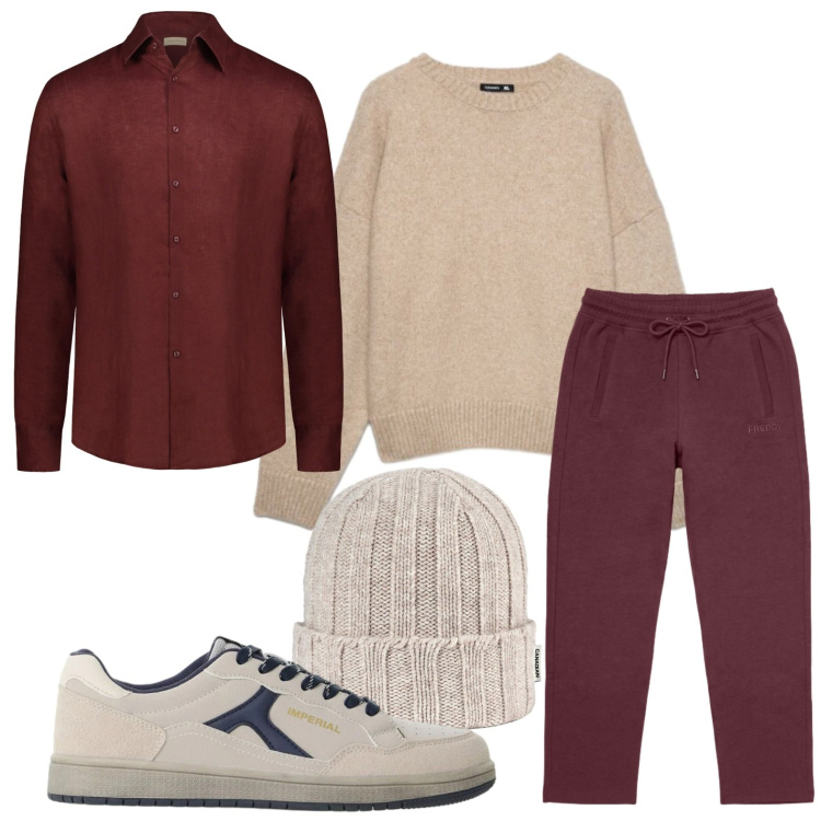 Outfit uomo - Casual in città. Stile Casual per Tutti i giorni. Abbinamento con sneakers, camicie, pantaloni, cappelli, maglieria.