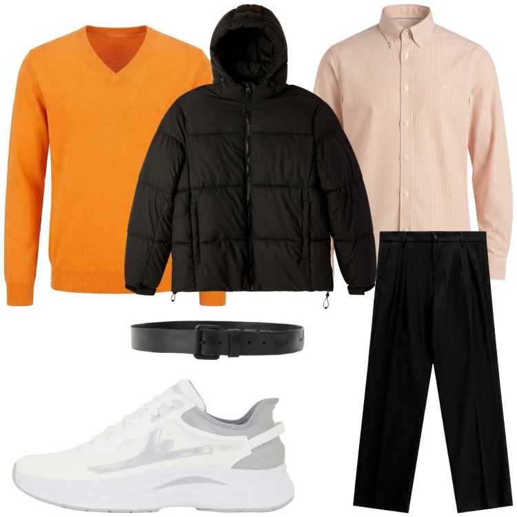 Outfit uomo - Tonalità boreali. Stile Casual per Tutti i giorni. Abbinamento con pullovers, camicie, pantaloni, cinture, sneakers, bomber.