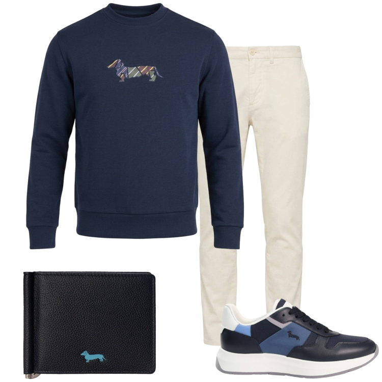 Outfit uomo - Total look #2476218. Stile Casual per Tutti i giorni. Abbinamento con felpe, pantaloni, portafogli, sneakers.