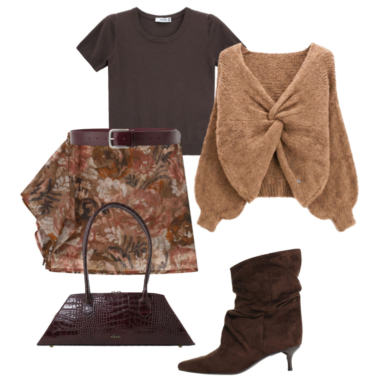 Outfit donna - City Please new collection. Stile Trendy per Tutti i giorni. Abbinamento con stivali, minigonne, t-shirt, maglieria, borse a spalla, cinture.