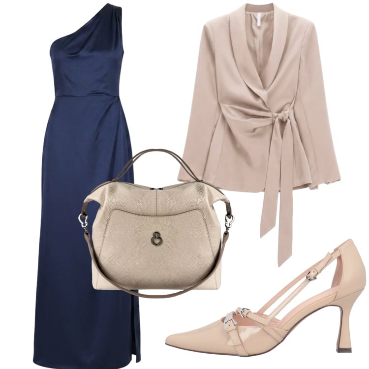 Outfit donna - Total look #2476234. Stile Chic per Cerimonia. Abbinamento con décolleté, blazer, vestiti lunghi, borse a mano.